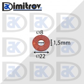 Дифтунга Ø  8 х Ø 22 х 1,5 mm медна